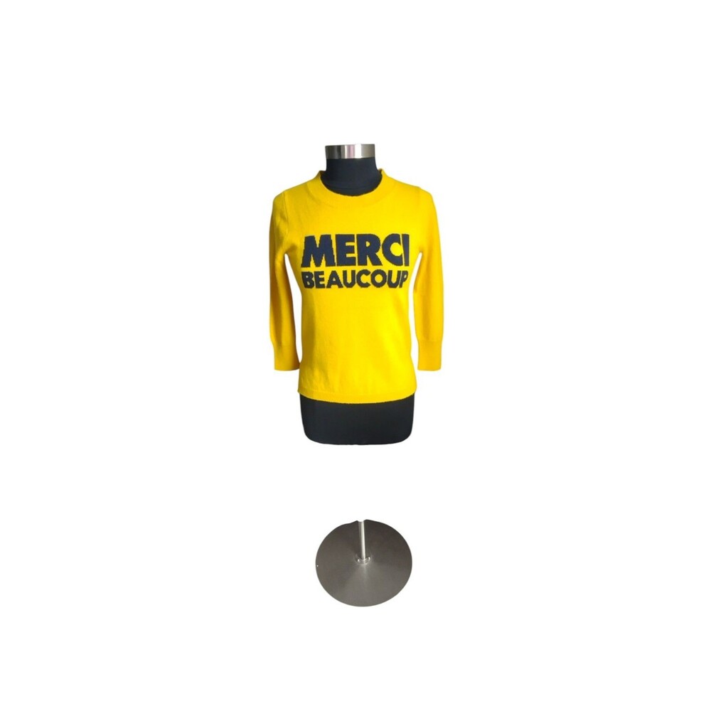 J.Crew Everyday Cashmere "Merci Beaucoup" Graphic Crewneck Sweater Size XS